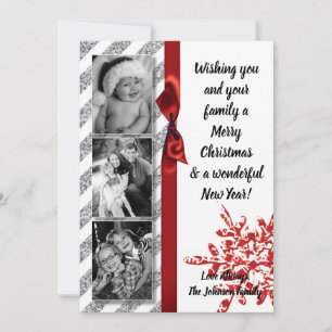 5x7 XMAS Noël Parties scintillant rouge Carte phot