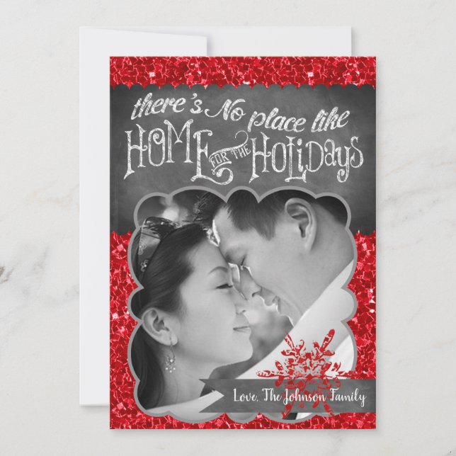 5x7 XMAS Noël Parties scintillant rouge Carte phot (Devant)