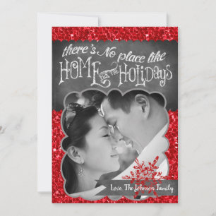 5x7 XMAS Noël Parties scintillant rouge Carte phot