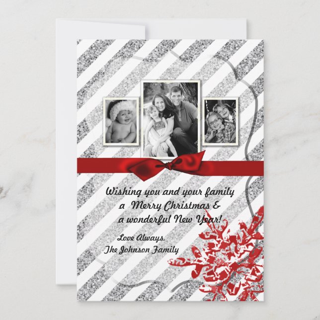 5x7 XMAS Noël Parties scintillant rouge Carte phot (Devant)