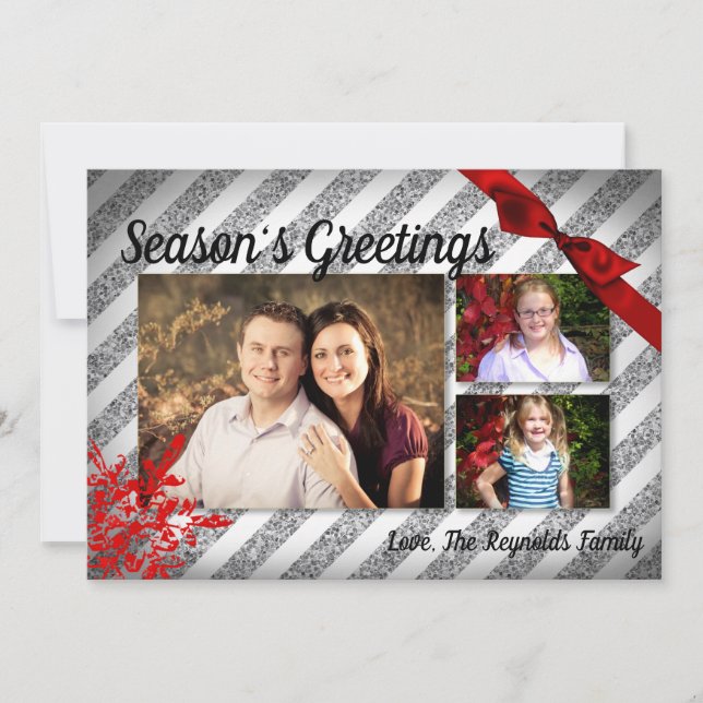 5x7 XMAS Noël Parties scintillant rouge Carte phot (Devant)