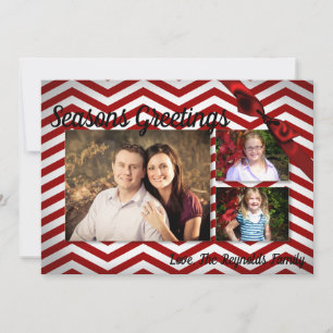 5x7 XMAS Noël Rouge Chevron Chalkboa Carte photo