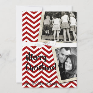 5x7 XMAS Noël Rouge Chevron Chalkboa Carte photo