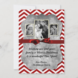 5x7 XMAS Noël Rouge Chevron Chalkboa Carte photo