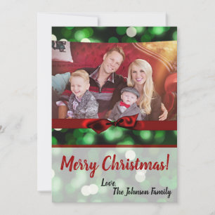 5x7 XMAS Noël Vert Bokeh Lumières Carte photo