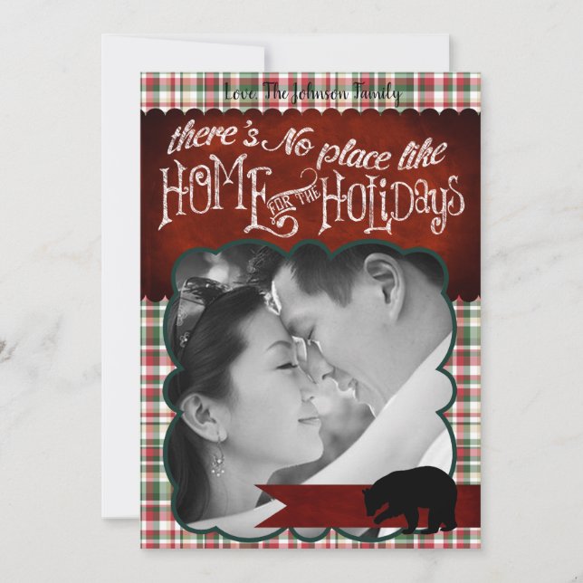 5x7 XMAS Ours rouge de Noël plaqué Carte photo Fab (Devant)