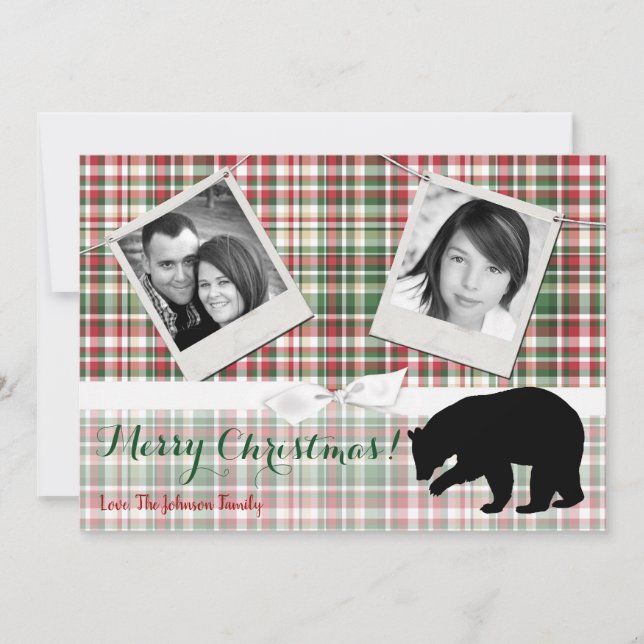 5x7 XMAS Ours rouge de Noël plaqué Carte photo Fab (Devant)