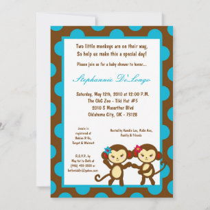 5x7Jungle Gym Monkey Dance Baby shower Invitation