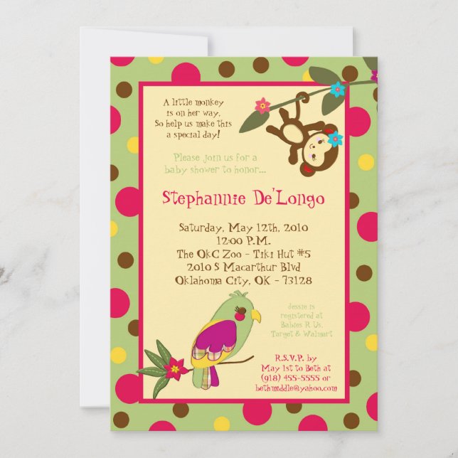 5x7Jungle Gym Monkey Dance Baby shower Invitation (Devant)