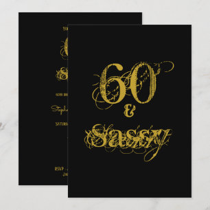 60 ans et Sassy 60e Invitation Anniversaire Noir e