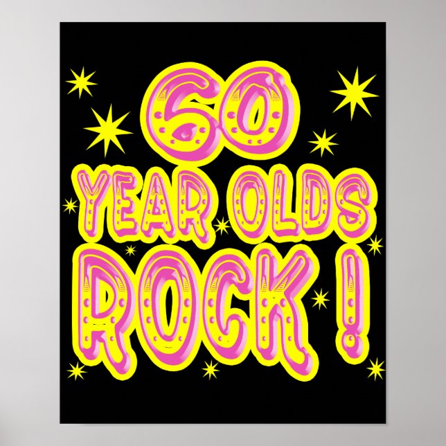 60 ans Rock! (Rose) Impression d'affiche (Devant)