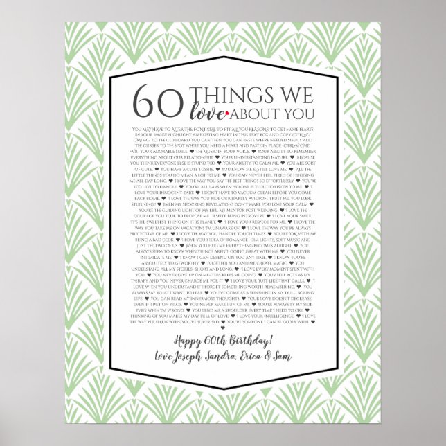 60 choses que nous aimons sur vous fan Art Déco 19 (Devant)