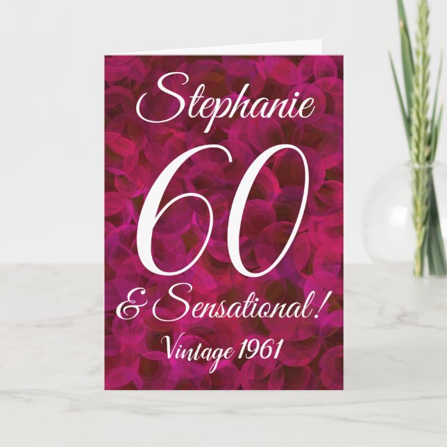 60 et carte d'anniversaire Sensational Red Rose (Devant)