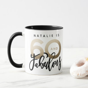 60 et fabuleuse tasse d'anniversaire en or métalli
