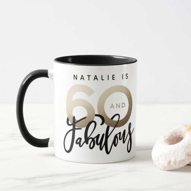 60 et fabuleuse tasse d'anniversaire en or métalli (Avec donut)