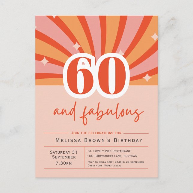 60 et fabuleux Invitation rétro pour 60e anniversa (Devant)