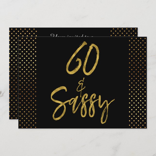 60 et Sassy Gold Foil Anniversaire Invitation (Devant / Derrière)