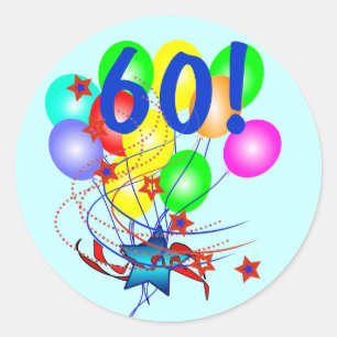 60! Ou N'Importe Quel Âge Ballons Stickers Rond An