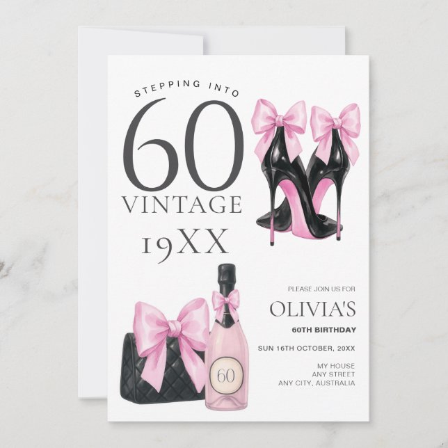 60 Pink 60e Anniversaire Invitation (Devant)