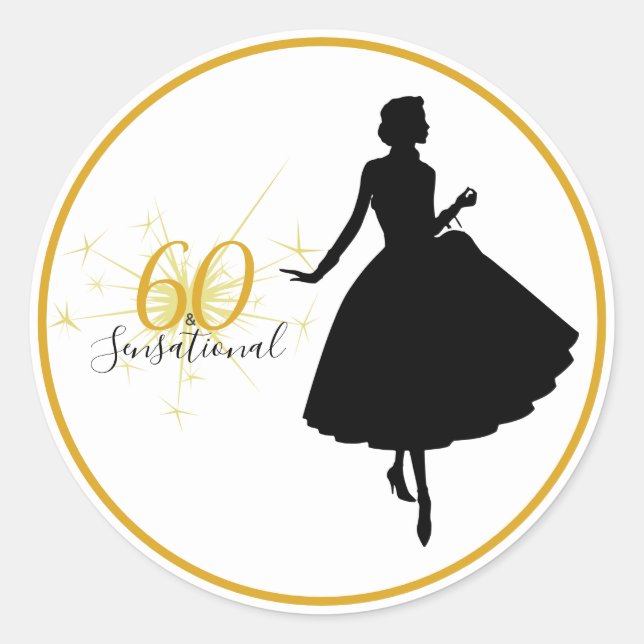 60 & SENSATIONAL 60e Anniversaire Sticker cadeau (Devant)