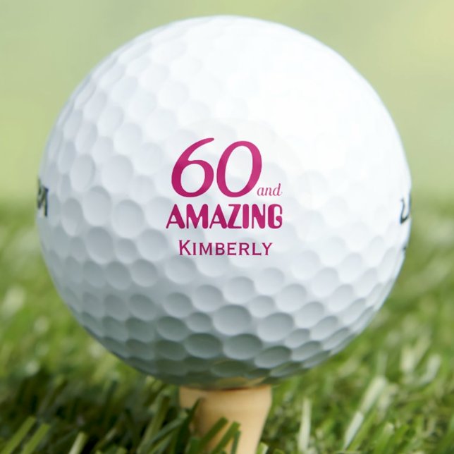 60e anniversaire balles de golf rose 60 ans cadeau (Créateur téléchargé)