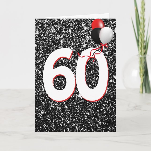 60e anniversaire Ballons sur carte Parties scintil (Devant)