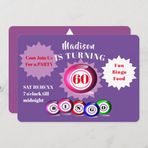 60e anniversaire Bingo Party Fun Invitation