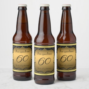 60e anniversaire Black and Gold Bier Étiquette bou