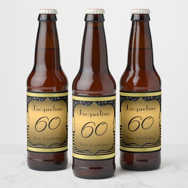 60e anniversaire Black and Gold Bier Étiquette bou (Bouteilles)