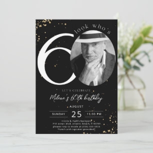 60e anniversaire Black Gold Invitation avec photo