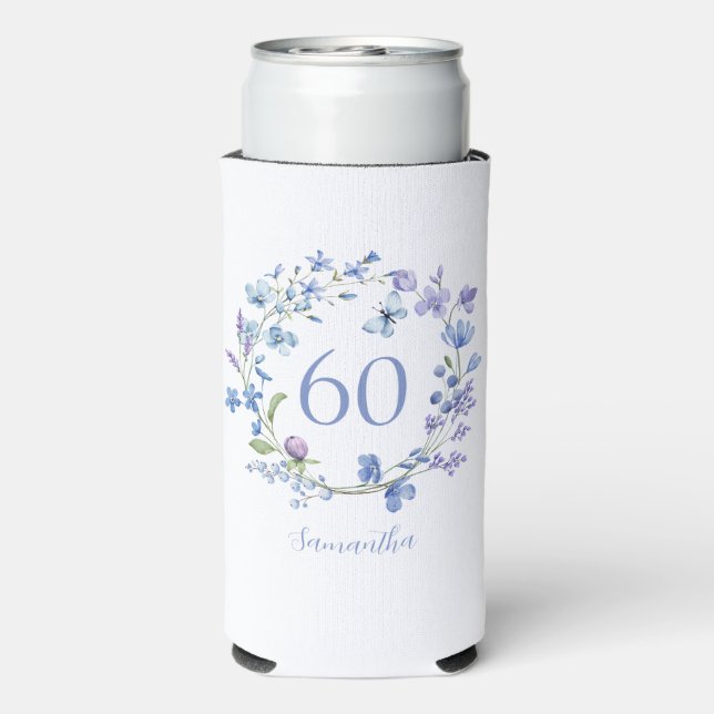 60e anniversaire Blue Floral Nom Glacière (Seltzer Verso)