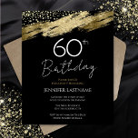 60e Anniversaire Budget de la fête d'or Black Invi<br><div class="desc">Elégant design de plaques de peinture en feuille d'or Faux. Tout le texte est ajustable et facile à changer pour vos besoins de partie. Grande élégante conception modèle de 60ème anniversaire.</div>
