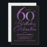 60e anniversaire Célébration Purple Invitation<br><div class="desc">60e anniversaire invitation en noir et or</div>