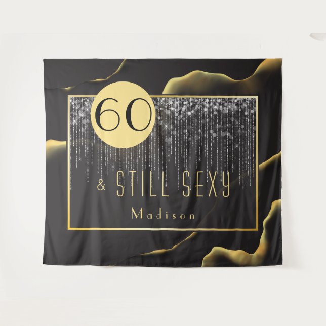 60e Anniversaire Cool Encre Fab Noir Tapisserie (Devant (Horizontal))