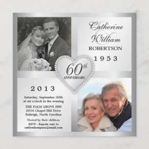 60e anniversaire d'argent Invitations de photos ca