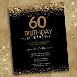 60e Anniversaire de la fête Invitation budgétaire<br><div class="desc">Elégante parties scintillant en or Faux avec des reflets chatoyants sur la bordure supérieure et inférieure. Tout le texte est ajustable et facile à changer pour vos besoins de partie. Grande élégante conception modèle de 60ème anniversaire.</div>