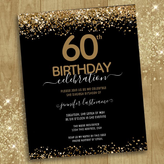 60e Anniversaire de la fête Invitation budgétaire (Créateur téléchargé)