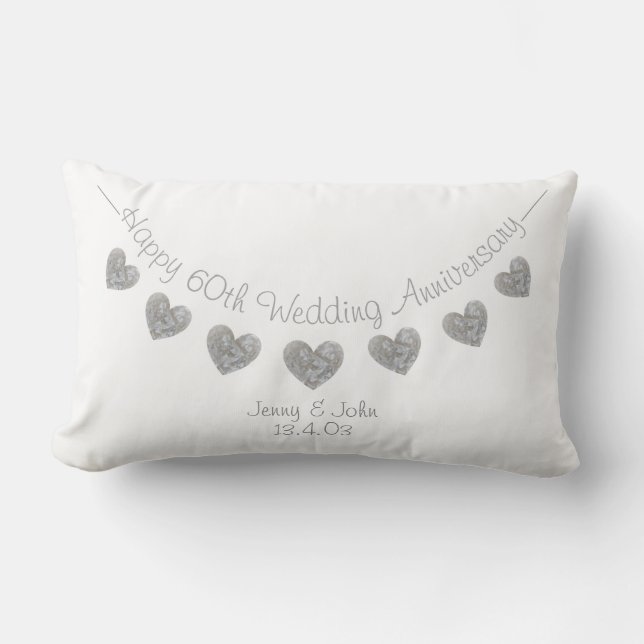 60e anniversaire de Mariage coussin de coeur en di (Recto)