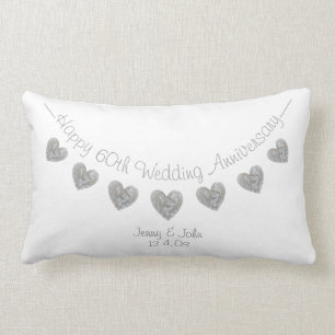 60e anniversaire de Mariage coussin de coeur en di