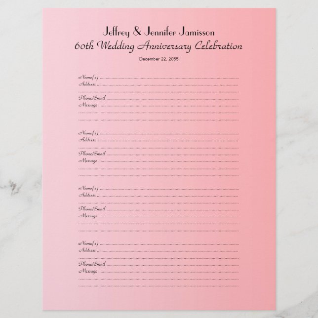 60e Anniversaire du livre d'invité (Devant)