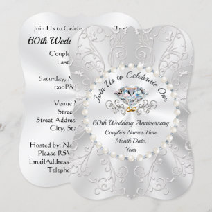 60e anniversaire du Mariage Cartes d'invitation