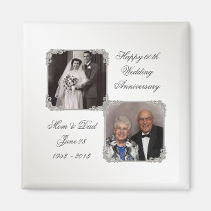 60e anniversaire du Mariage diamant Magnet photo