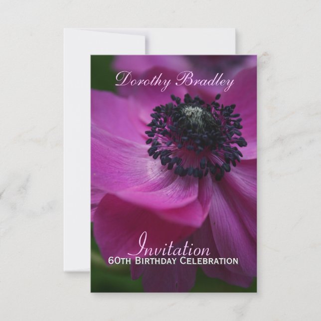 60e anniversaire fête Anemone Invitation personnal (Devant)