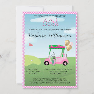 60e Anniversaire Fête Lady Golfer Thème Invitation