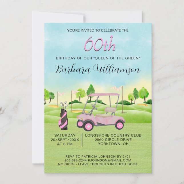 60e Anniversaire Fête Lady Golfer Thème Invitation (Devant)