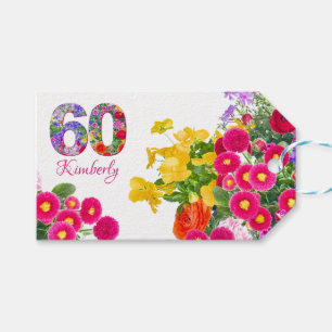 60e anniversaire floral bouquet étiquettes cadeaux
