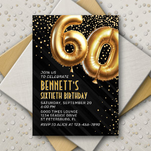 60e anniversaire Gold Black Invitation
