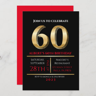 60e anniversaire Gold Black Party Invitation