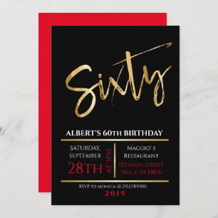 60e anniversaire Gold Black Party Invitation