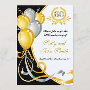 60e anniversaire Gold & Silver Invitation d'annive